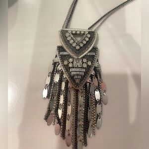 Stella & Dot silver long necklace. Double chained. Beautiful detail.